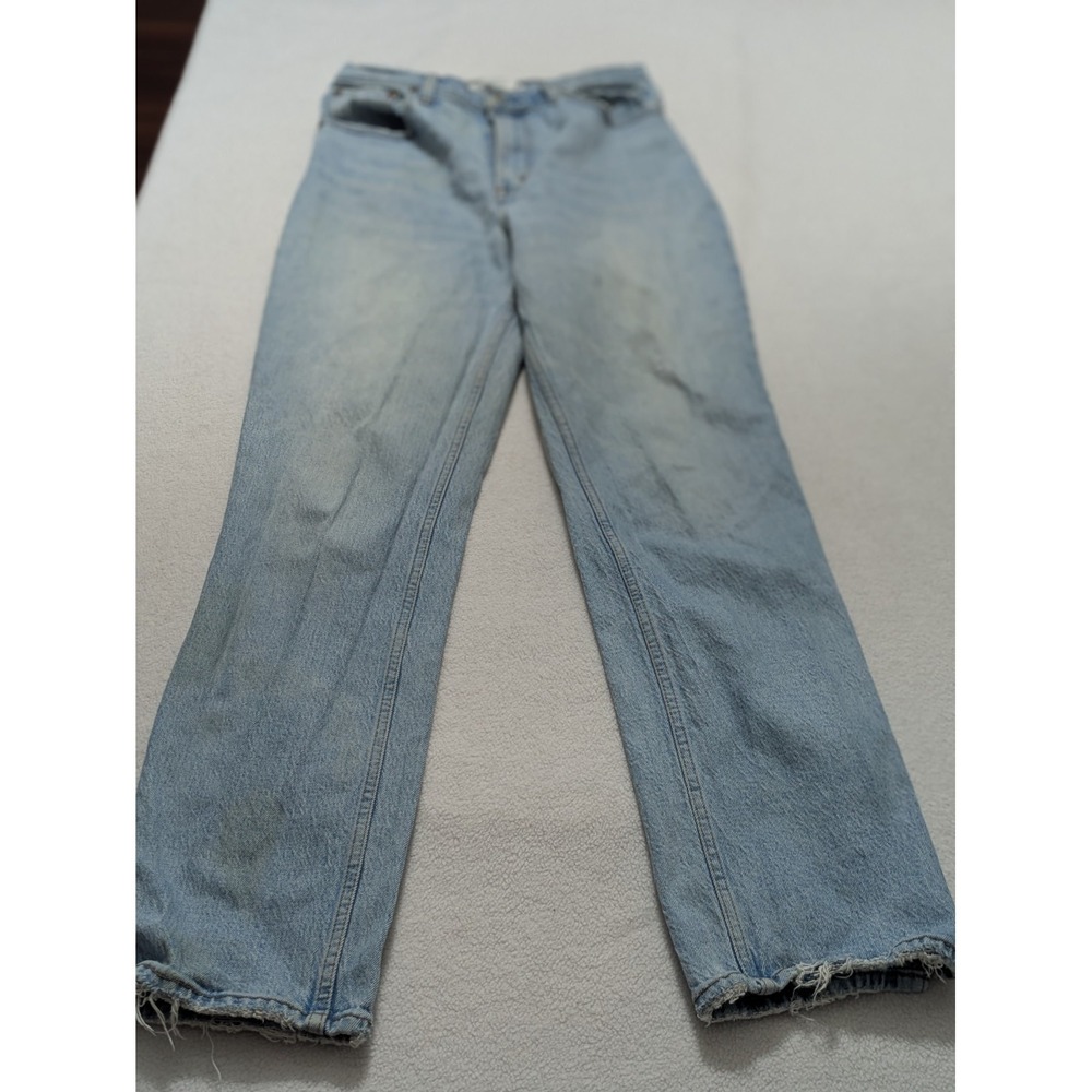 Abercrombie Curve Love Mid Rise 90s Straight Jean Size 26 6 Split Hem Light Wash